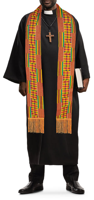 Kente African Print Church Clergy Pastor Choir Stole/Sash with Fringes DPC0795S