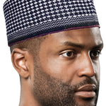 Brahami Black and White Hausa Mallam Cap Fulani Hula Hand-Crafted African Traditional Kufi hat DPH629