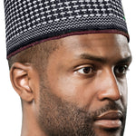 Brahami Black and White Hausa Mallam Cap Fulani Hula Hand-Crafted African Traditional Kufi hat DPH629