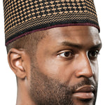 Yakubu Black and Gold Hausa Mallam Cap Fulani Hula Hand-Crafted African Traditional Kufi hat DPH630