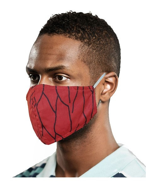 Red-Black African Print Reusable, Face Mask Cover
