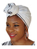 Off White African Head wrap with Black Trim