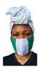 Cotton Off White African Head wrap with a Nigerian Flag Mask